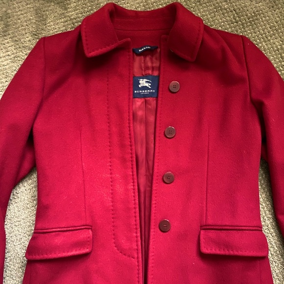 Burberry Jackets & Blazers - Burberry Wool Cashmere Red Merlot Coat Women